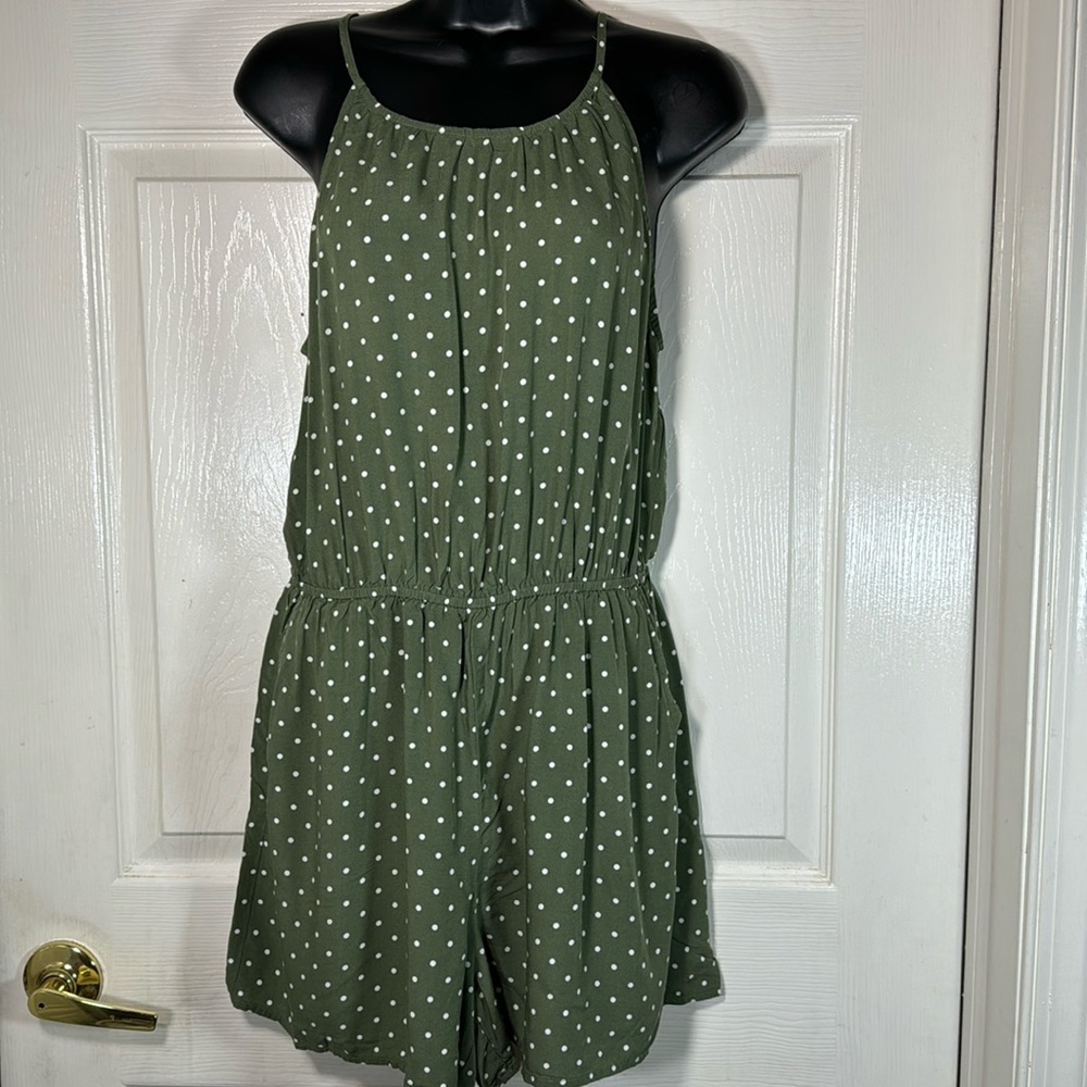 Old Navy Green Polka Dot Romper Sz Medium